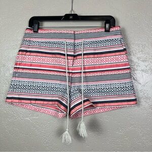 Ann Taylor‎ Loft Womens Shorts Size 2 Orange Gray Riviera Boho Aztec Tassels